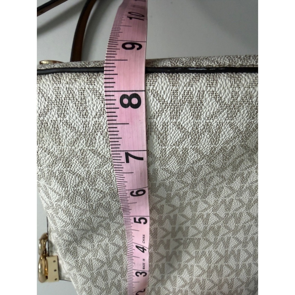 Michael Kors Hamilton Traveler White MK Monogram Logo‎ Satchel Crossbody Bag - Picture 6 of 9
